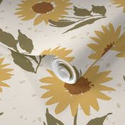 mini micro - Vintage Vibe Cottagecore Sunflowers - Golden Yellow and Green