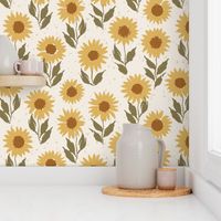 mini micro - Vintage Vibe Cottagecore Sunflowers - Golden Yellow and Green