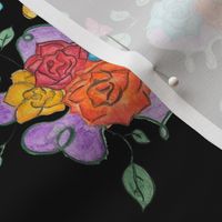 Rose Print - Black Background