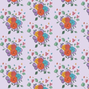 Rose Print - Light Lavender Background