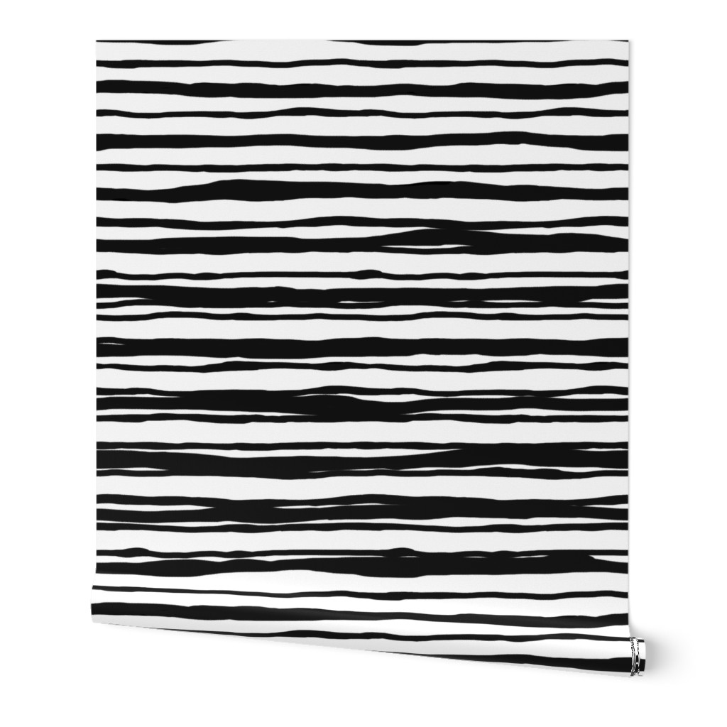 Scandi stripes rough hewn black + black on white by Su_G_©SuSchaefer
