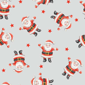 Ditsy Vintage Santas on mist - large scale