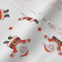 Ditsy Vintage Santas on white - small-medium scale