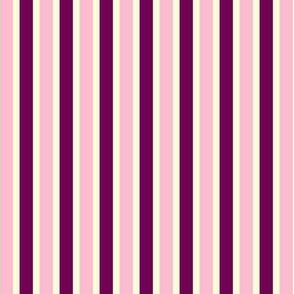 Icecream Stripes (#2) of Narrow Ribbons of Magnolia Cream with Lolly Pink and Sweet Plum