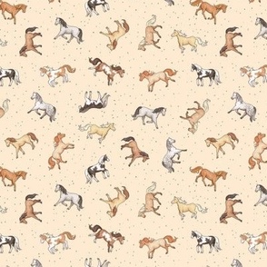 Scattered Horses spotty on almond - small scale