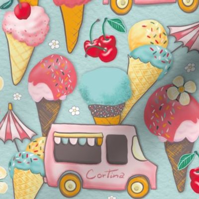 cortina ice cream truck with ice cones