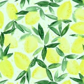 Lemon essence - watercolor citrus for summer - yellow lemons zest p316