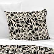 Gum Tree Blossom Pop Art - black silhouettes on cream, medium 