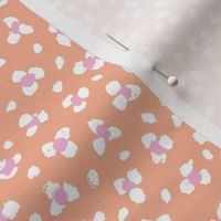 Minimal boho animal spots abstract flower blossom gender neutral nursery peach orange pink