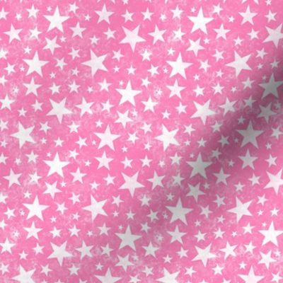 Grunge Distressed Stars White on Pink Tiny Small