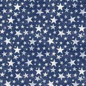 Grunge Distressed Stars White on Navy Blue Tiny Small