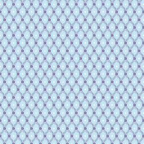 1830s Petite Lavender on Blue Sprigs Dots Petite