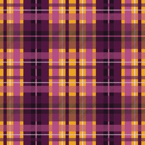 Twill Plaid in Saffron Purple Pink Paducaru