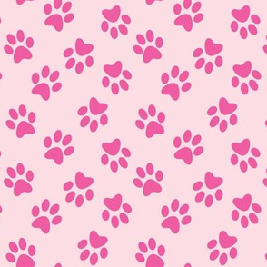 Paw print pink on lt pink