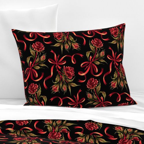 Ribbon Roses - Red Green Black