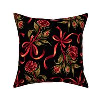 Ribbon Roses - Red Green Black