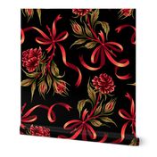 Ribbon Roses - Red Green Black