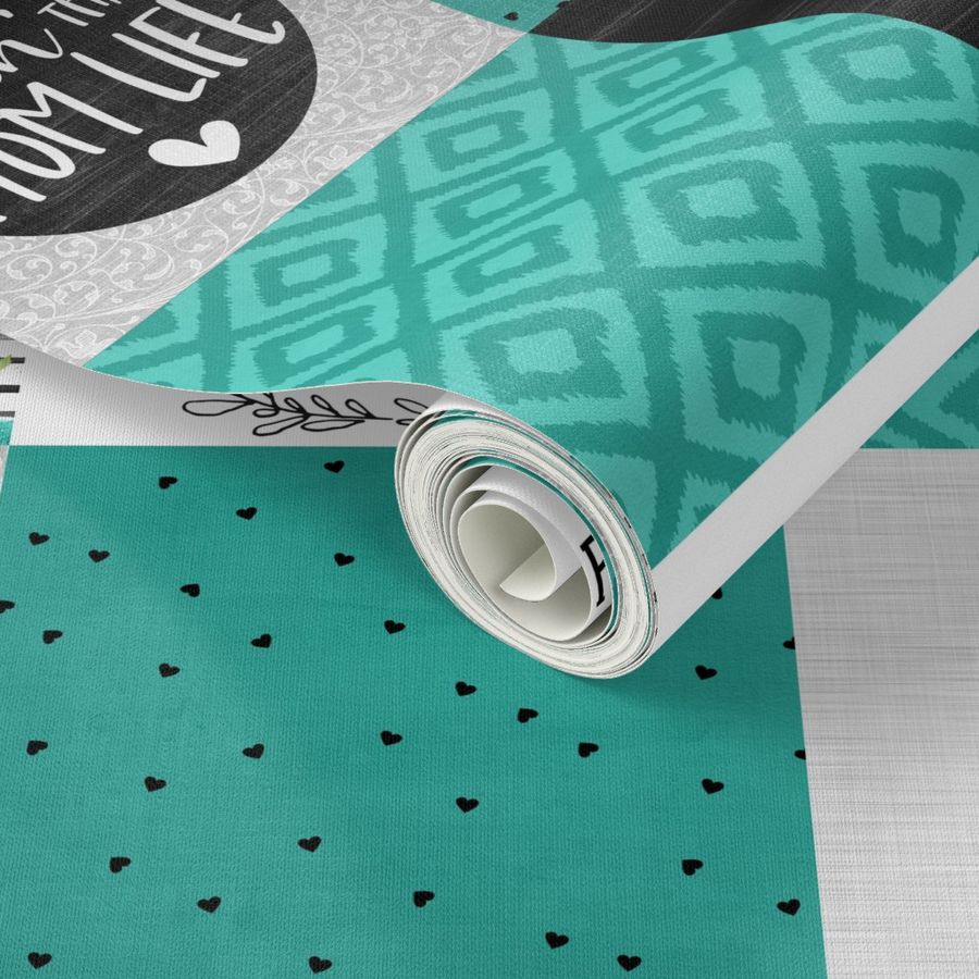 MomLife//Wine//Turquoise - Wholecloth Cheater Quilt