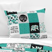 MomLife//Wine//Turquoise - Wholecloth Cheater Quilt