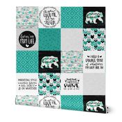 MomLife//Wine//Turquoise - Wholecloth Cheater Quilt