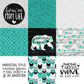 MomLife//Wine//Turquoise - Wholecloth Cheater Quilt