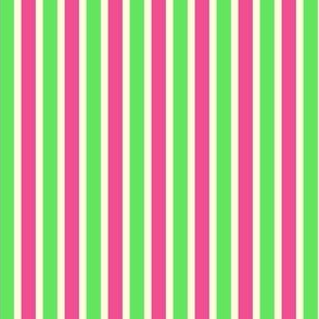 Icecream Stripes (#2) - Narrow Ribbons of Magnolia Cream with La La Pink and Sweet Lime