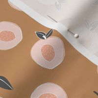 Millions of peaches sweet boho fruit garden peach and leaves baby nursery design neutral caramel coral