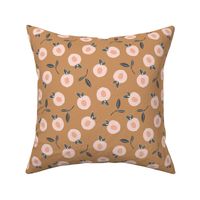 Millions of peaches sweet boho fruit garden peach and leaves baby nursery design neutral caramel coral