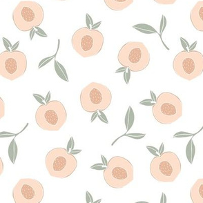 Millions of peaches sweet boho fruit garden peach and leaves baby nursery design neutral white green peach apricot pastel