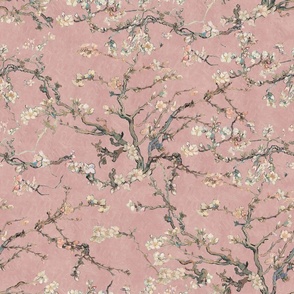 Vincent Van Gogh Almond Blossom in Old Rose Pink Sage Green Tan