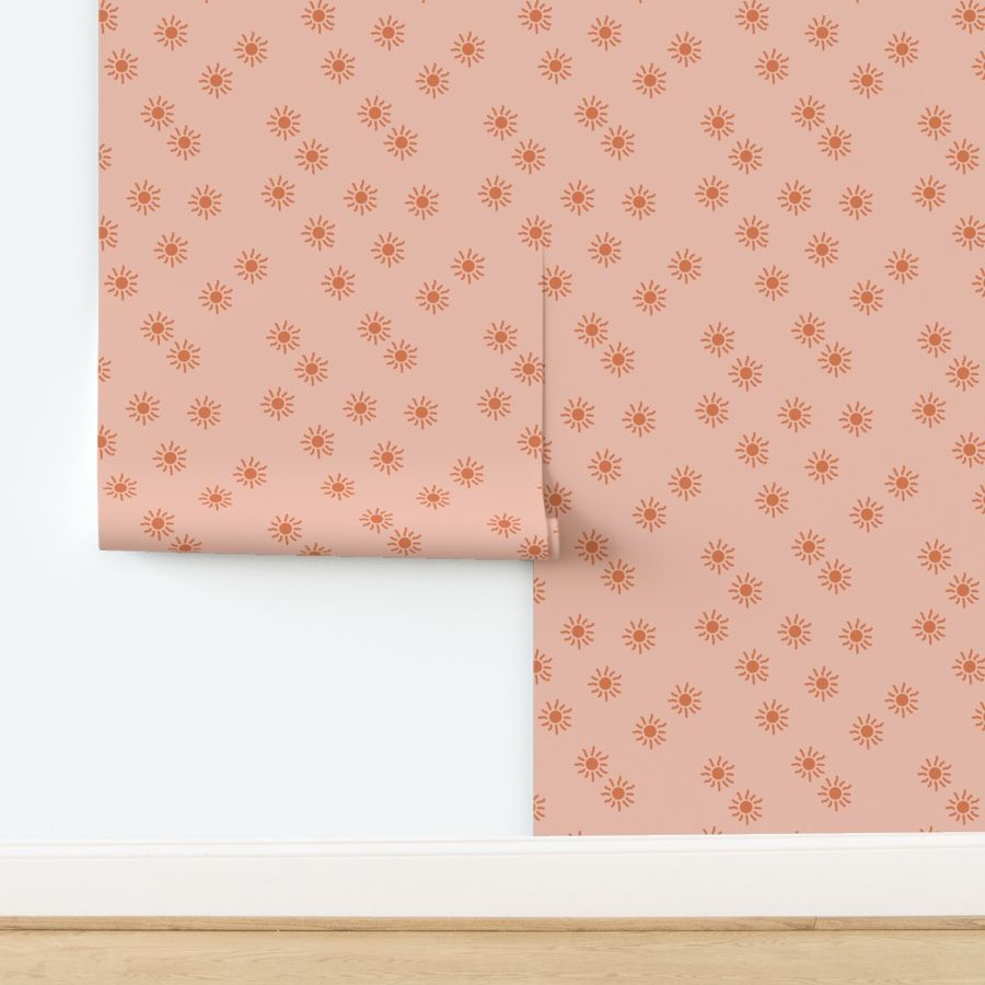 Little tiny sunshine summer day boho minimal nursery design coral orange