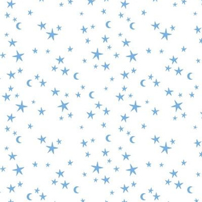 Stars & Moon starry night universe sweet boho galaxy nursery white blue