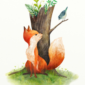 Fox and bird - large scale