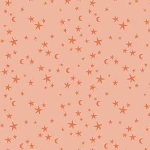 Stars & Moon starry night universe sweet boho galaxy nursery coral pink orange