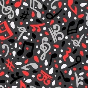 Music notes - red & gray - small scale