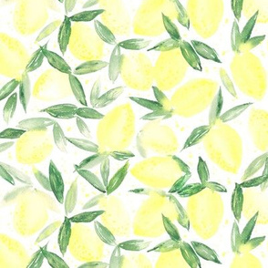 Lemon essence - watercolor citrus for summer - yellow lemons zest
