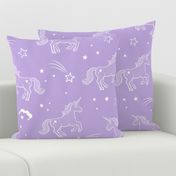 Unicorns with stars and clouds in lilac - jumbo scale