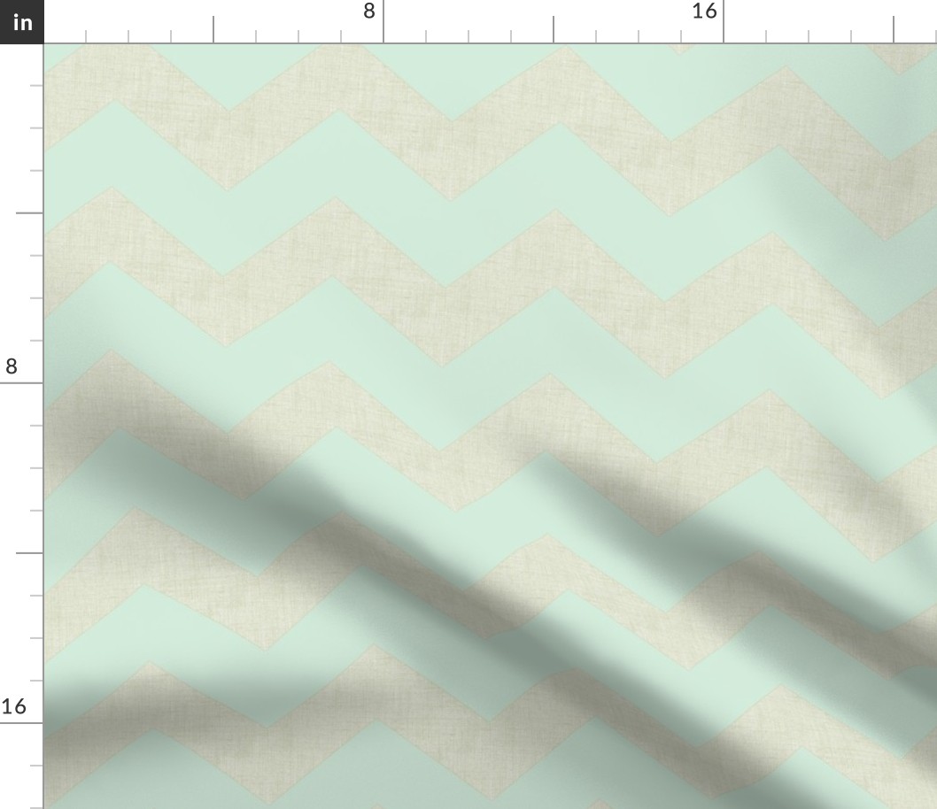 chevron burlap / mint