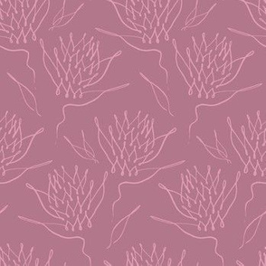 Protea Continuous Line Art - Mauve