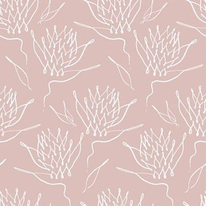 Protea Continuous Line Art - Dusty Pink