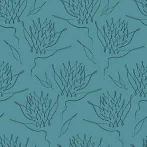 Protea Continuous Line Art - Teal