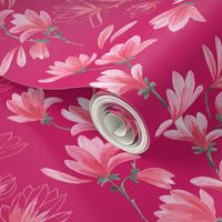 Fucshia watercolor magnolias