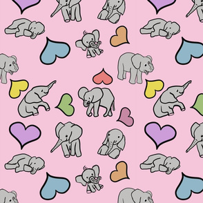 Baby Elephants Pink Medium