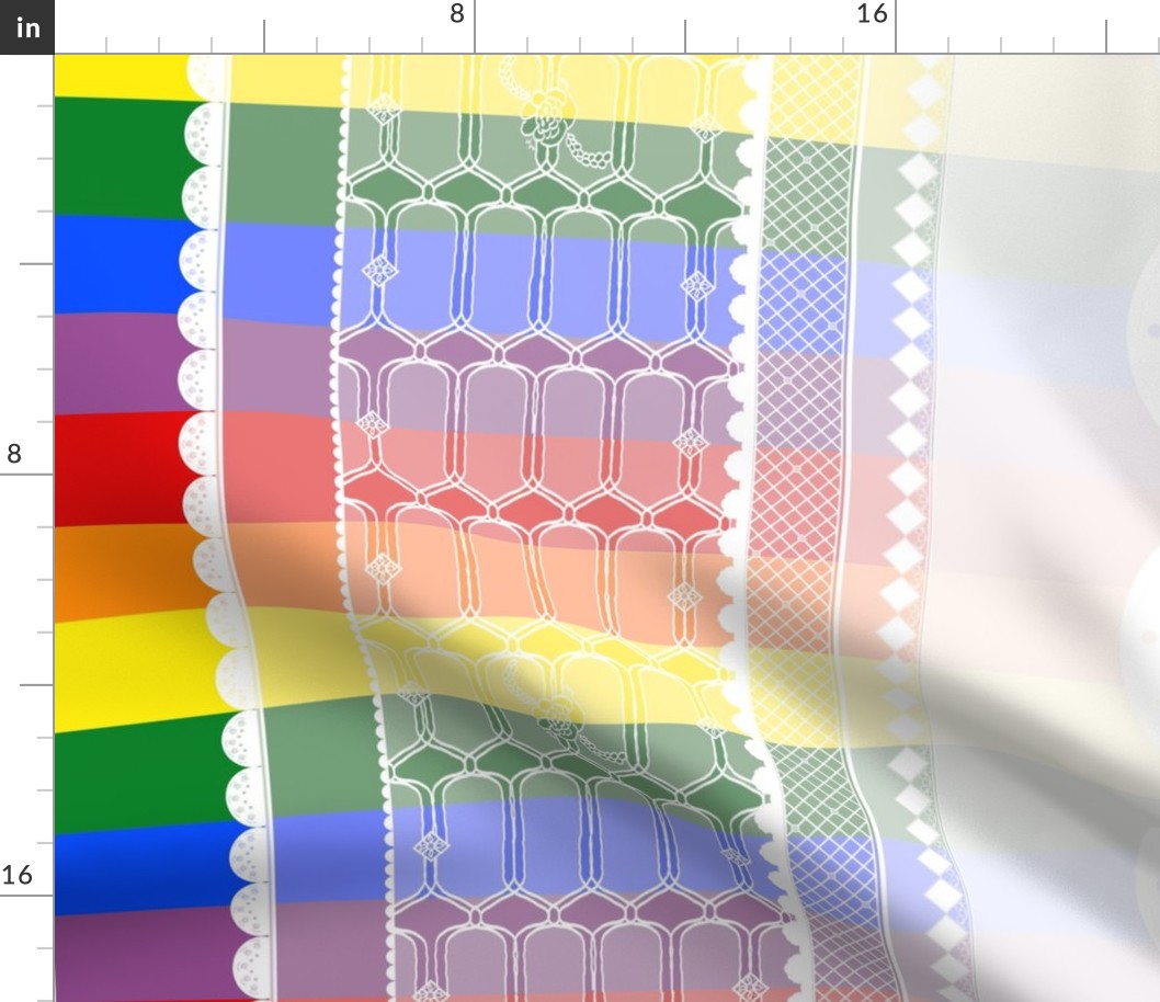 Lace Over Rainbows Border Print