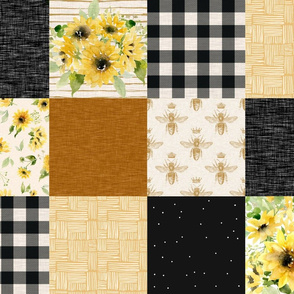 Summer Sunflowers Patchwork - black/yellow