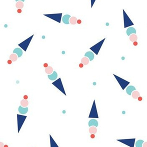 Ice Cream Cone Modern in Navy Pink Coral Teal