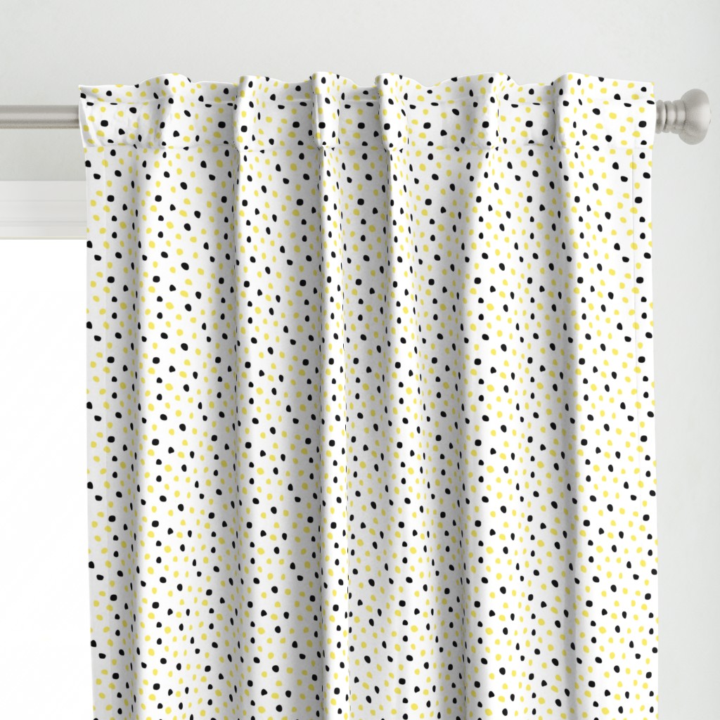 Light Yellow and Black Dots on White