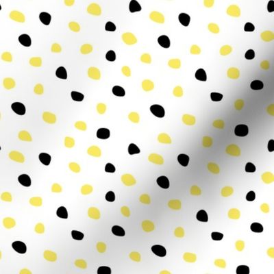 Light Yellow and Black Dots on White