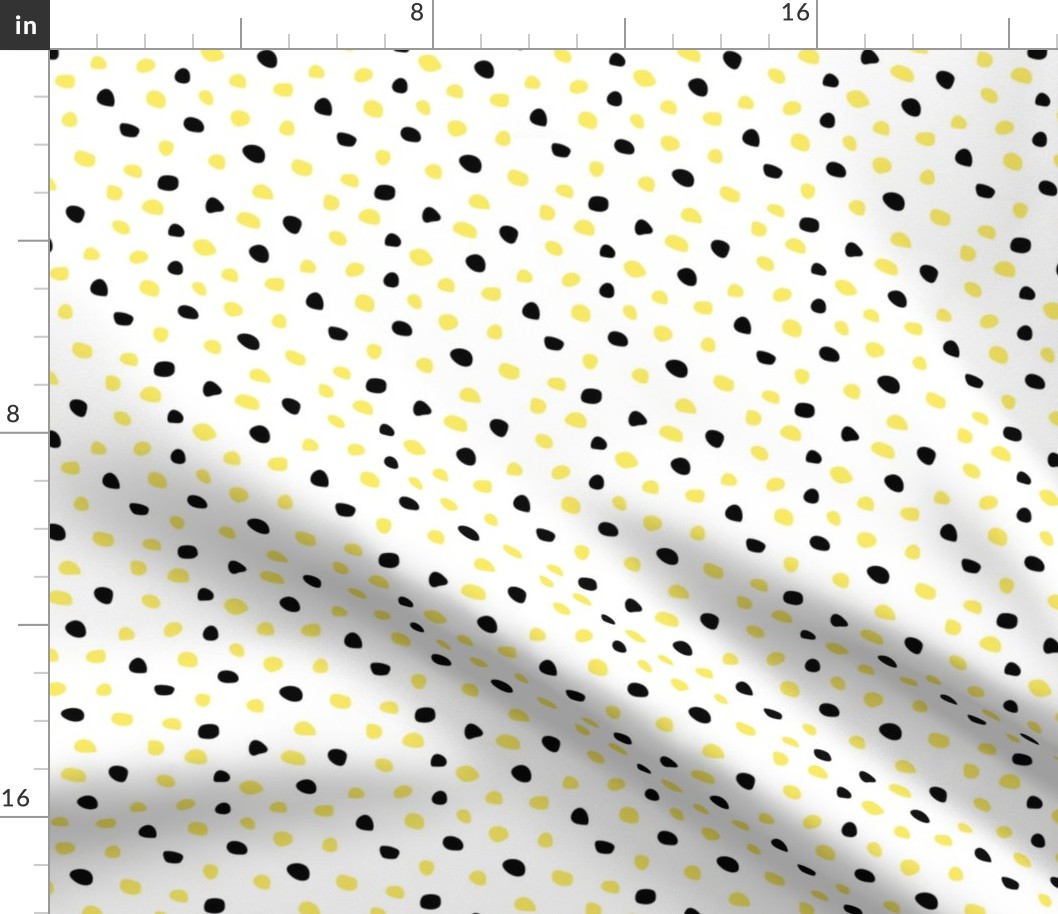 Light Yellow and Black Dots on White