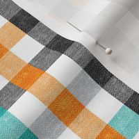 halloween plaid - teal black orange grey - LAD20